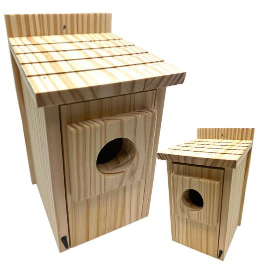 2-Pack Bird House - Outdoor- Bluebird, Finch, Wren, Chickadee, Tree Swallow Bird, Wild Birds, Woodpecker House Easy-to-Open Birdhouse Nesting Box (Unfinished DIY)