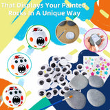 MSACC 125PCS Rock Painting DIY Kit, Arts and Crafts for Girls Boys Rocks Tween Gift Art Set, Craft Kits with Gem Stickers Googly Eyes Paintbrushes DIY Twisting Stick Mini Bows Yarn Pom Pom Balls MSACC