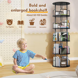 YZU Rotating Bookshelf Tower 5 Tier,Spinning Bookcase, Revolving 360 Book Shelf Narrow Tall Bookcase, Vertical Turning Round Storage Bookshelf,Book Shelf Organizer for Bedroom, Living Room (Black) YZU