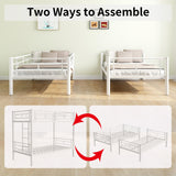 Bellemave Bunk Bed Twin Over Twin, Twin Bunk Beds with High Guardrail and Build in Ladder, Kids Bunk Beds with Slats, No Box Spring Needed, White Bellemave