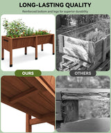 72x26x30 Inch Raised Garden Bed With Leg, Elevated Wood Planter Box Stand for Vegetables, Herbs & Flowers, 6x2x2.5 Ft Outdoor Standing Planter w/Hooks,13.7In Depth Plante for Backyard, Patio, Balcony SLEKVERSA