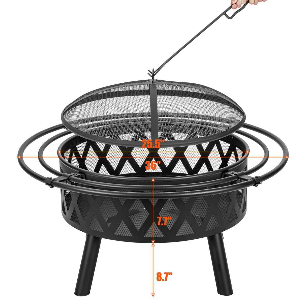 EcoNook 36 Inch Wood Burning Fire Pit with 2 Loops, Outdoor Fire Pit with Spark Screen & Fire Poker, Cross Weave Firepit for Outside Fireplace Bonfire for Yard,Patio, Garden… EcoNook