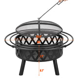EcoNook 36 Inch Wood Burning Fire Pit with 2 Loops, Outdoor Fire Pit with Spark Screen & Fire Poker, Cross Weave Firepit for Outside Fireplace Bonfire for Yard,Patio, Garden… EcoNook