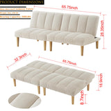 Modern Corduroy Convertible Folding Futon Couch Sofa Bed,with Adjustable Backrest Memory Foam Couch Double Loveseat Sofa for Compact Living Space,Dorm,Game Studio,Apartment,Bedroom (White) Gustonhon