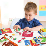 Valentine's Day Puzzle for Kids, 27 Pack Dinosaur Jigsaw Puzzle Cards with Envelopes & Stickers Bulk -for School Classroom Class Boys Girls Toddlers Gift Exchanges and Kids Valentines Party Favor Sets POPGIFTU