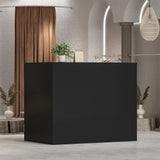 Hitow Modern Reception Desk Counter Table, L-Shap Reception Room Front Desk with Lockable Drawer & Open Shelves, Retail Counter for Salon Checkout Office, Black (55.9" W x 32.3" D x 48.4" H) Hitow