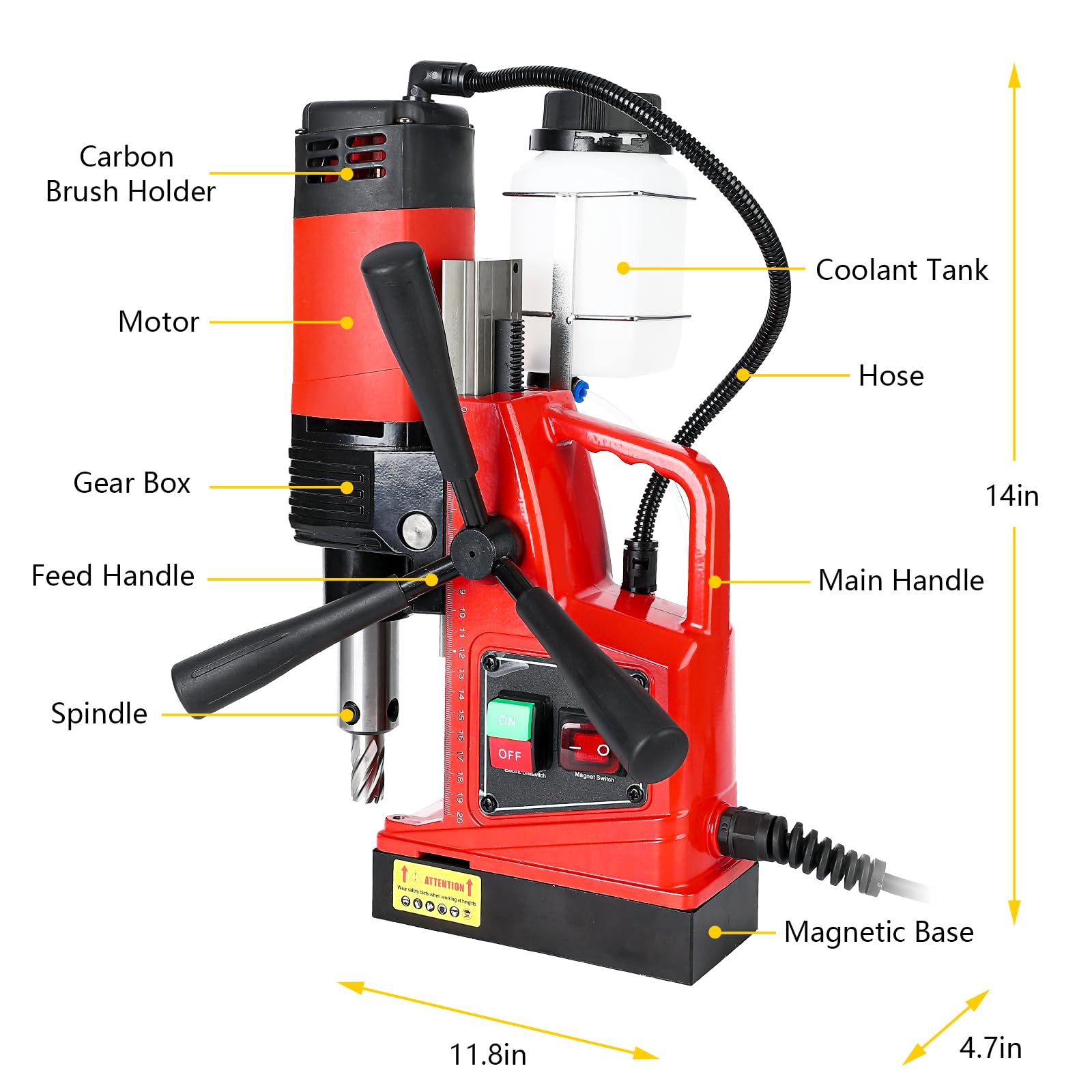 GAOMON Maximum drilling diameter 40 double track forward 6 pieces, 110 Powerful 1400W Electric Mag Drill Press - Portable and Versatile - 2 inches Boring Diameter, Variable Speed, 810RPM, and - WoodArtSupply