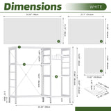 vovala Baker’s Rack, Microwave Oven Stand with Bamboo Frame, 35.43" Coffee Bar with Wire Basket & 6 Hooks, 3-Tier Kitchen Storage Shelf Stand for Kitchen, Living Room, Office, White vovala