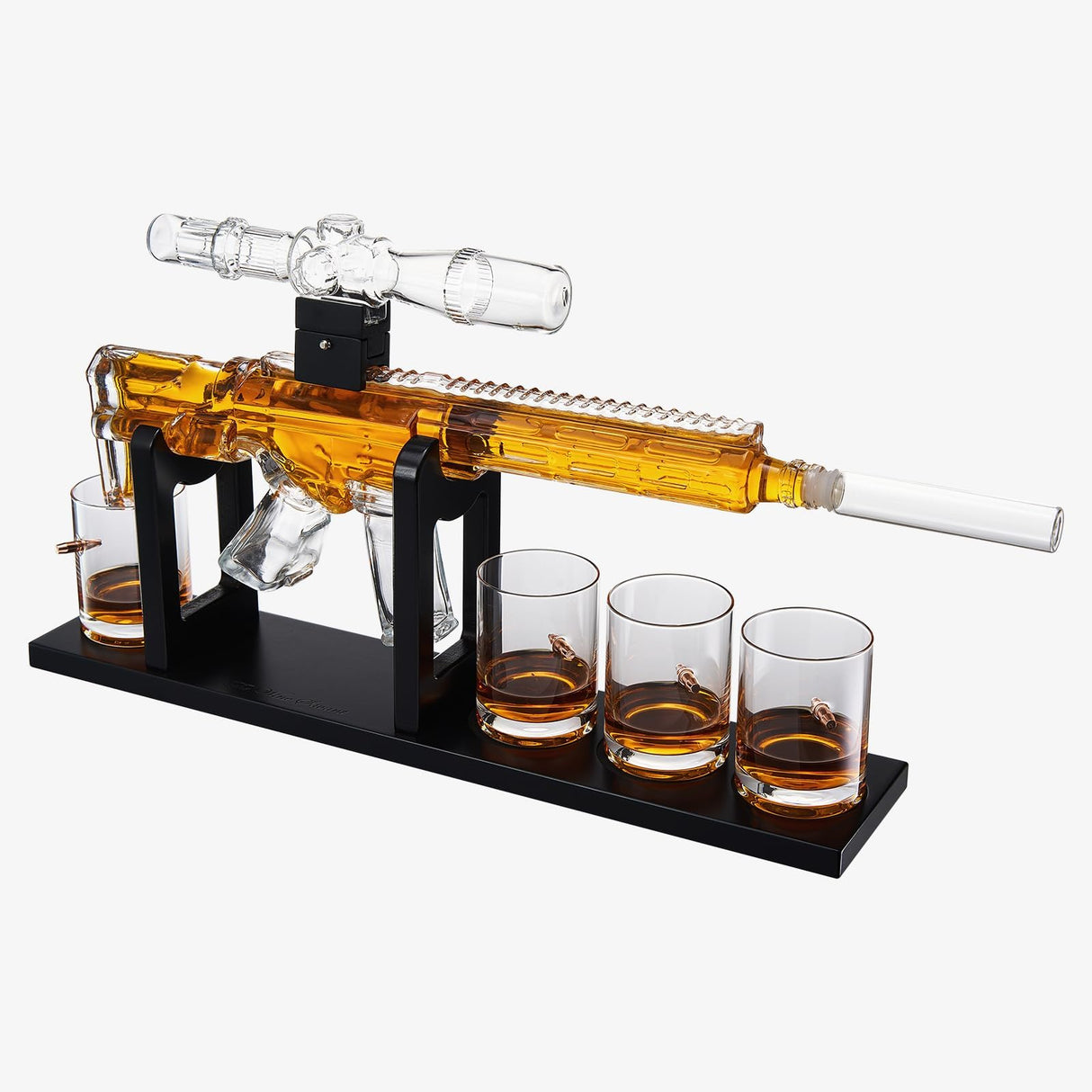 Gifts for Men Dad, Gun Whiskey Decanter Set - Scope Glass AR Limited Edition, Silencer Stopper, 800ml & 12oz Bullet Glasses - Winter, Father's Day, Birthday Gift, Drinking Party, Liquor, Vodka Gifts The Wine Savant