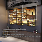 SEIFE Suspended metal display shelf ，living room liquor cabinet for wall，metal bar shelves with led light，liquor wall shelf with wine glass rack，Living room, bar, kitchen, restaurant(150cm/59in) SEIFE