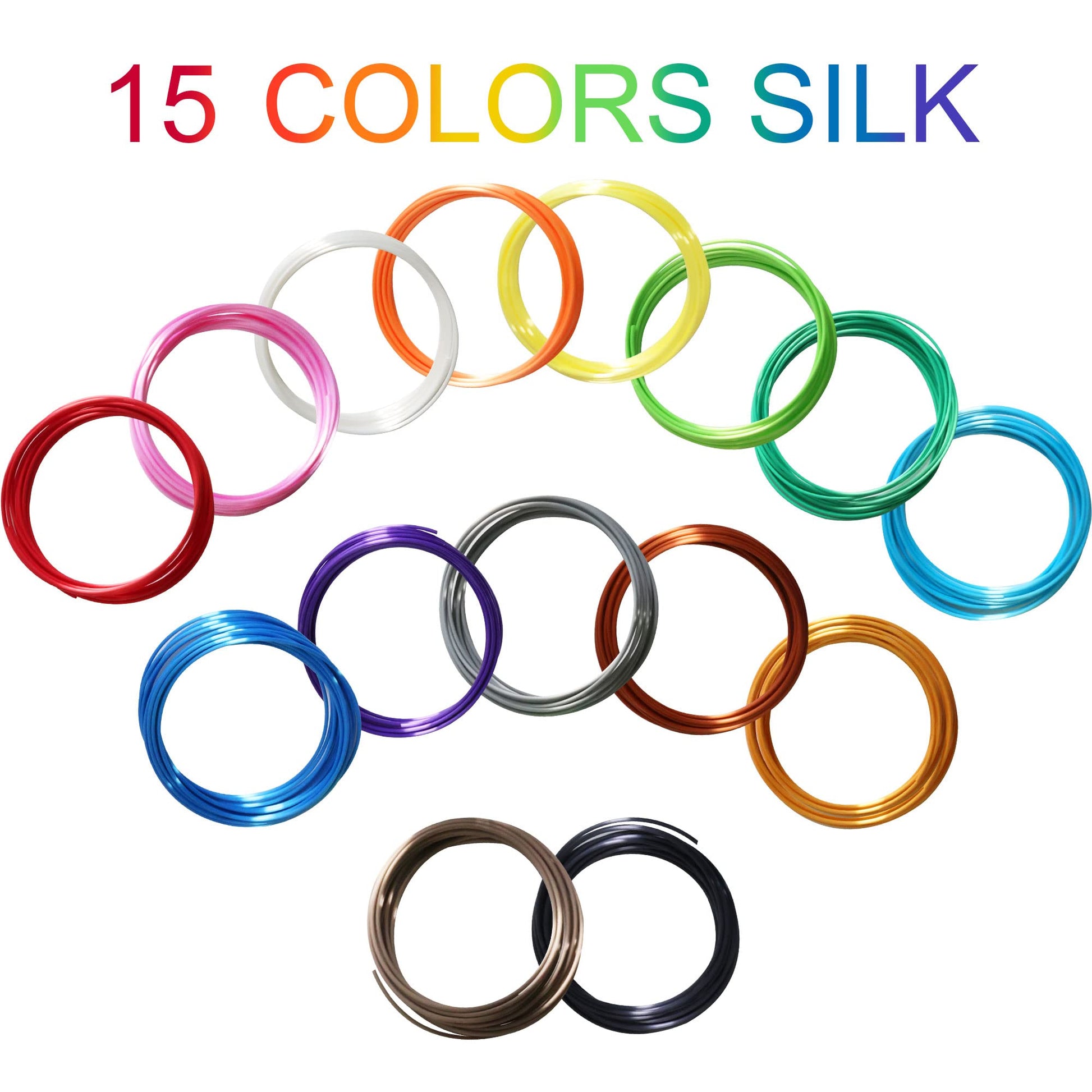 DO3D 15 Bright Colors 1.75mm 3D Pen Silk PLA Filament Refill, Each Color 4m, Total 60m 3D Printer Silk PLA Sample Pack, Compatible with FDM 3D Printer and 3D Pen, Not Support for 3Doodler Pen - WoodArtSupply