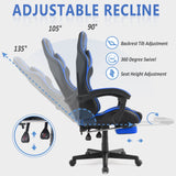 Ferghana Gaming Chairs with Footrest,Computer Game Chair,Massage Gaming Chairs,Christmas,Xmas Gift,PC Gaming Chairs for Adults Teens for Gaming Live Streaming Room(Navy Blue,Racing Version) Ferghana
