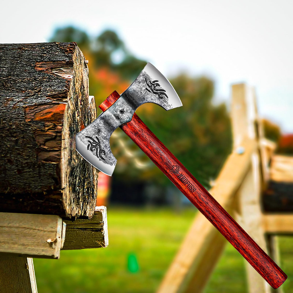 2 Pack NEDFOSS 16" Throwing Axe, Thor Throwing Axes and Tomahawks with 1065 HC Steel & Wooden Handle. Perfect for Axe Throwing Game, Recreation, Competition & Gifts for Men. NedFoss