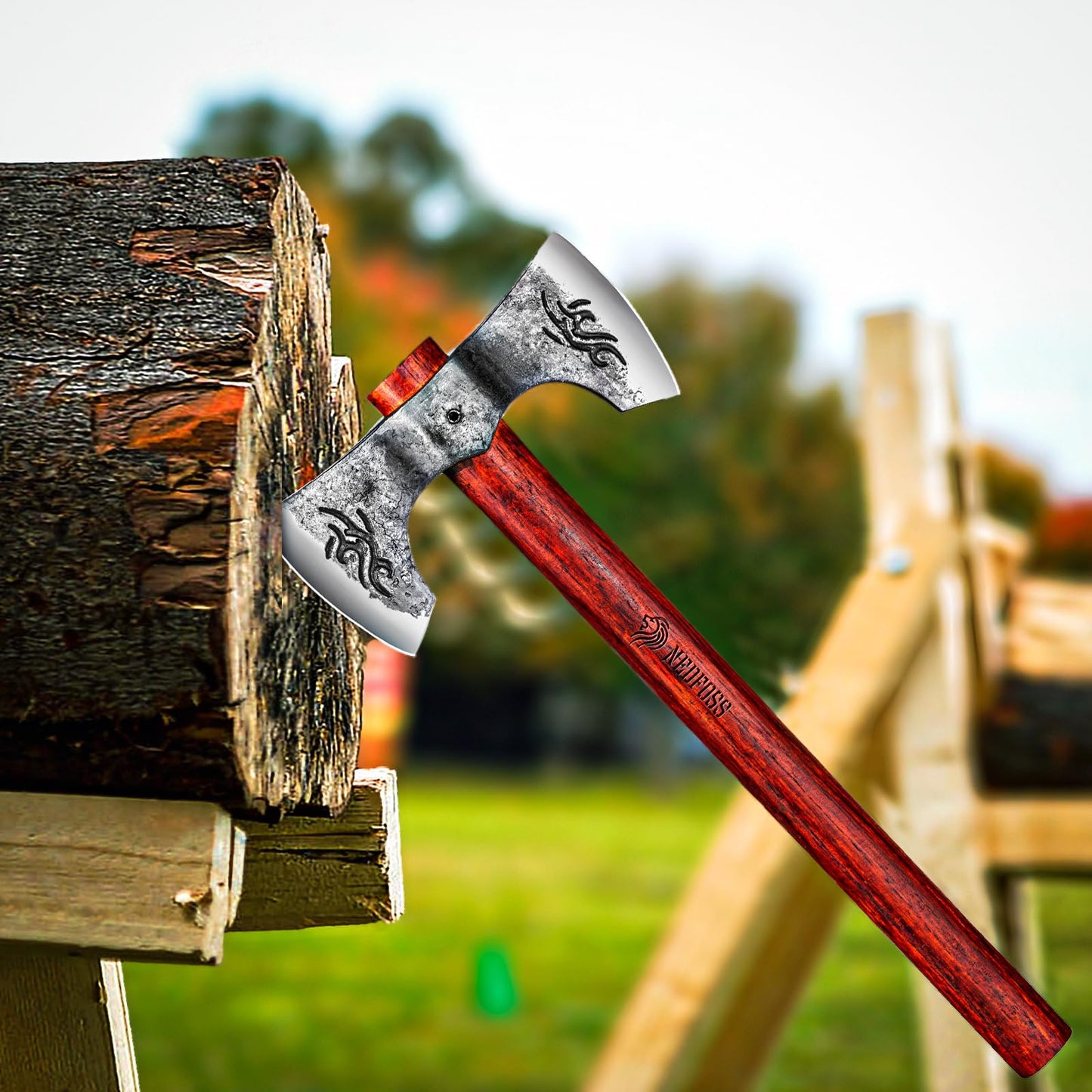 2 Pack NEDFOSS 16" Throwing Axe, Thor Throwing Axes and Tomahawks with 1065 HC Steel & Wooden Handle. Perfect for Axe Throwing Game, Recreation, Competition & Gifts for Men. - WoodArtSupply