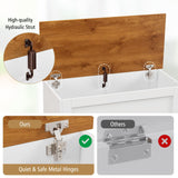 LOKO 35.5” Storage Bench, Lift Top Storage Box with Metal Hinges, Entryway Storage Chest with Safety Hydraulic Strut, Large Farmhouse Storage Trunk for Living Room, Bedroom, White and Natural LOKO