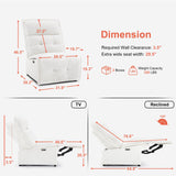 MCombo Wall Hugger Armless Power Recliner Chair with USB Ports, 29.5" Extra Wide Seat, Oversized Fabric Powered Reclining Sofa for Living Room, Small Space, ALR01 (Cream White) MCombo