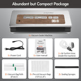 Anybear Vacuum Sealer Machine, 90kPa 120W Wide Seal All-IN-1 Powerful Food Storage, Build-in Cutter | Bags Storage | Digital Countdown Display | 2 Bag Rolls and 5pcs Pre-cut Bags (Silver Wood Grain) anybear