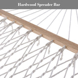 SUNCREAT Hammocks 2 Person Hammock with Hardwood Spreader Bar, Double Rope Hammock with Polyester Pad, Dark Gray SUNCREAT