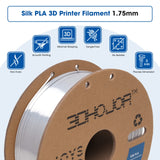 3DHoJor Silk PLA Filament 1.75mm, PLA Filament 1.75mm Silk Shiny 3D Printer Filament, 1kg*4 Cardboard Spool, Dimensional Accuracy +/- 0.03 mm, Fit Most FDM Printer(Silver+Gold+Copper+Bronze) 3DHoJor
