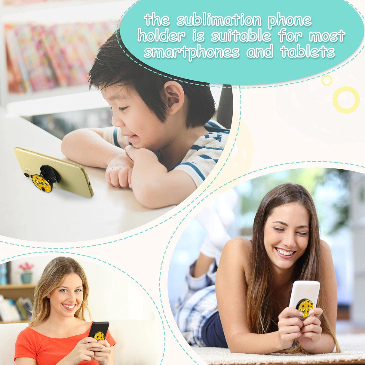 Frienda 10 Pieces Sublimation Blank Phone Wallet PU Leather Card Holder Pocket Adhesive Cell Phone Case Holder with 10 Pieces Collapsible Sublimation Phone Holders for Back of Most Smartphones Frienda