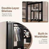 MAKIAAP Queen Heavy Duty Metal Loft Bed with L-Shaped Desk, Wardrobe & 5 Storage Shelves – Space-Saving Design for Kids, Teens, Adults – 500LBS Capacity, Easy Assembly (Queen) MAKIAAP