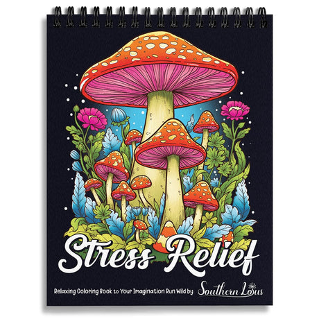 Stress Relief Spiral Coloring Book for Adults Women Girls Hardcover Floral Patterns Animals Themes Aesthetic Illustrations Relaxing Large Print Pages Relieve Anxiety Mindfulness SOUTHERN LOTUS