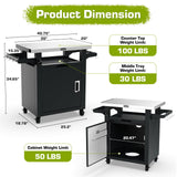 NUUK Grill Carts Outdoor with Enclosed Cabinet and Storage Drawer, Portable Patio Bar Cart with Wheels Stainless Steel Kitchen Storage Island 20" x 30" Rolling Prep Station for BBQ, Deck, Backyard NUUK