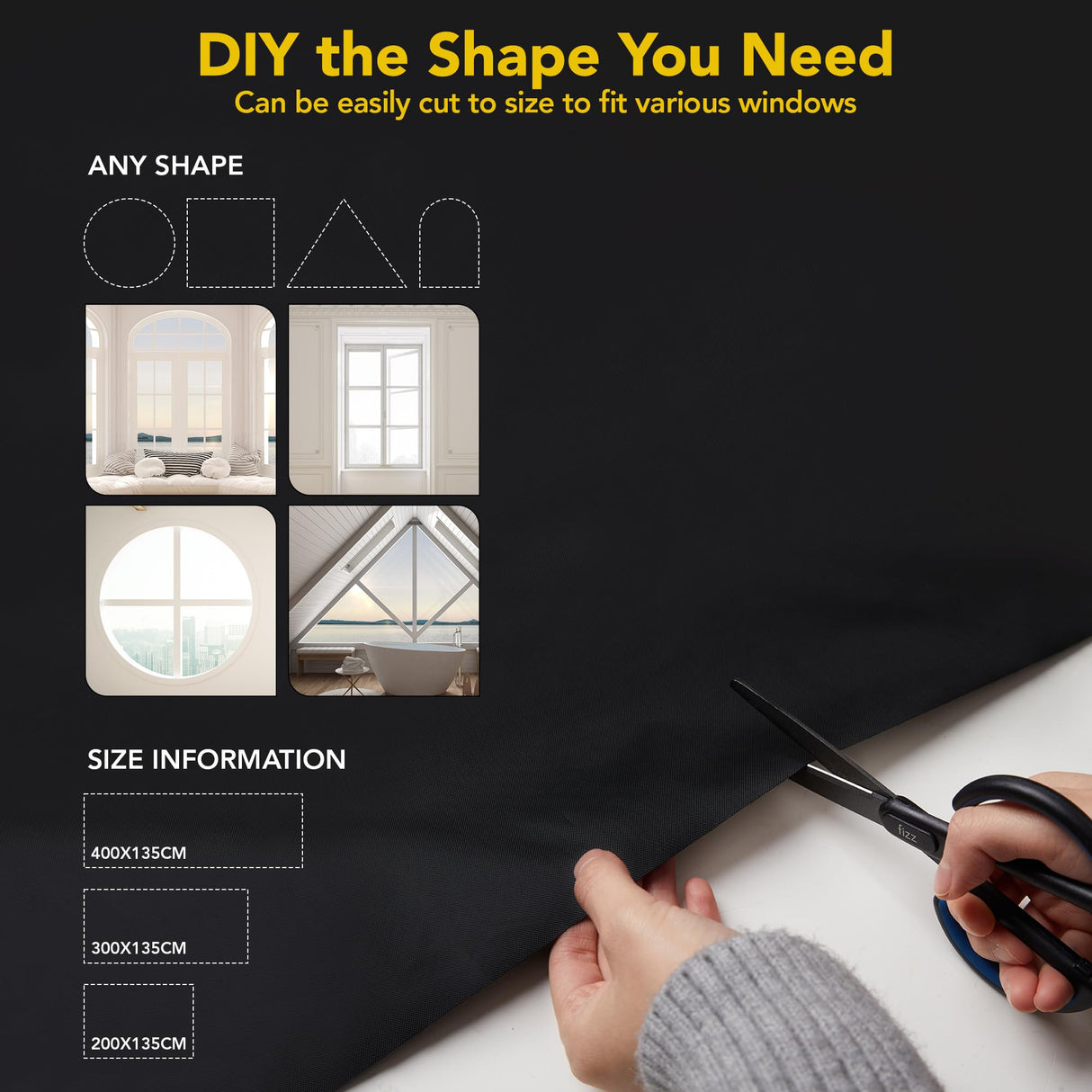 Deconovo 100% Blackout Shades for Windows, Thermal Blinds for Windows, Portable Black Out Window Covers for Baby Nursery, Bedroom, Travel, 1 Piece, Black, 118x57 Inch Deconovo