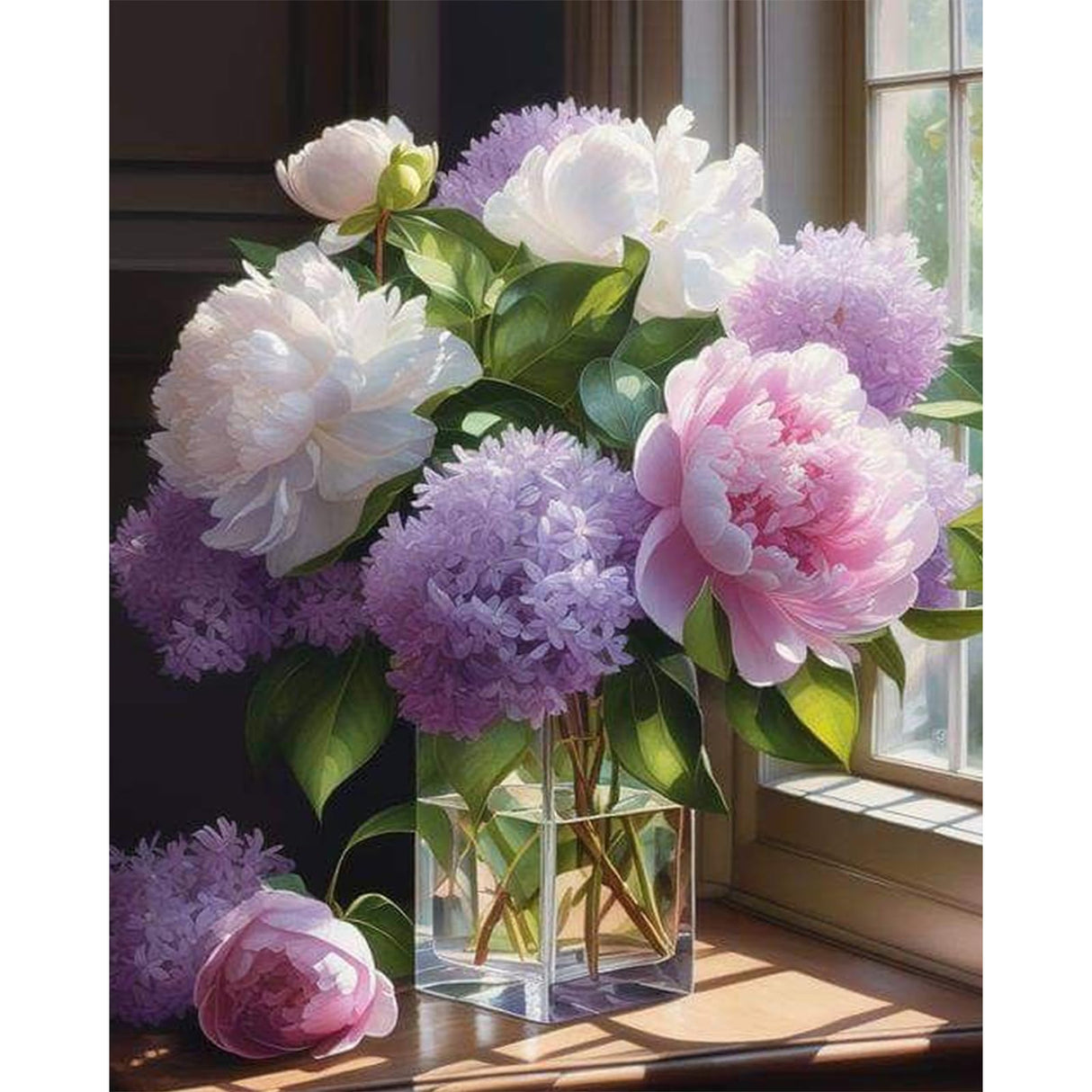 Fountor Paint by Numbers Kit for Adults Beginner, Flower Adult Paint by Number Kits on Canvas Without Frame, Windowsill Flowers Acrylic Oil Paint by Numbers for Home Decor Gift 16” W x 20”L Fountor