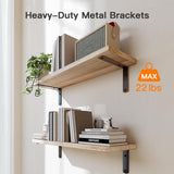 Amada Natural Wood Floating Bathroom Shelves with Storage Basket – Stylish Wall Organisers for Every Space AMADA HOMEFURNISHING