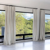 INOVADAY 100% Blackout Curtains for Bedroom, Black Out Curtains Clip Rings/Rod Pocket Linen Blackout Drapes 2 Panels Set, Thermal Insulated Drapes for Living Room, Beige, W50 x L108 INOVADAY