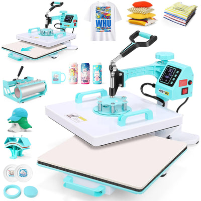 AKEYDIY Heat Press 15x15 inch 5 in 1 with 30OZ Tumbler Press, 360° Swivel Away Slide Out Digital Shirt Press Machine, Industrial Heat Transfer Machine Sublimation for T-Shirt
