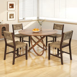 GOFLAME Wooden Dining Chairs Set of 2, Boho Farmhouse Cane Chairs with Natural Weave Seagrass Rattan Backrest & Seat, Armless Rattan Accent Chairs with Solid Wood Frame for Kitchen Dining Room GOFLAME