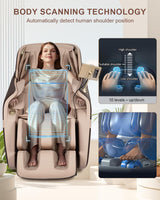 RELX 2025 Massage Chair Full Body, Zero Gravity Airbag Shiatsu Massage Chair with SL-Track, Heating, AI Control, Body Scan, 13 Modes, Foot Rollers, and Deep Yoga Stretch (Coffee) RELX