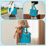 Veirdro Crochet Bag Organizer for Yarn Storage, Velvet Knitting Tote Bag with Double Handle for Crochet Accessories, Portable Travel Case for Yarn Balls, Crochet Hooks& Knitting Needles Holder (Teal) Veirdro