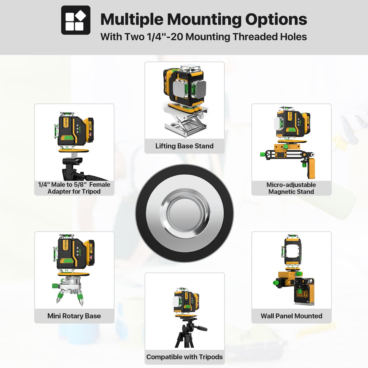 Laser Level 360 Self Leveling,DEGLASERS 4x360 Green Laser Level with 12V Rechargeable Battery(40 Hrs),Remote Control, Magnetic Rotating Stand,Hard DegLasers