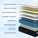 DIGLANT 14Inch Hybrid Soft Medium Plush Memory Foam Mattress, Queen Size with 7-Zone Pocket Springs, CertiPUR-US Certified DH DIGLANT HOME