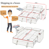 hansones 65'' 3-in-1 Convertible Sleeper Queen Sofa Modern Chenille Fabric Sofa Pullout Sofa 360 Degree Swivel Side Table, Easy to Assemble, for Living Room (White) hansones