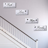 4 Pieces Faith Love Hope Family Wood Sign Farmhouse Wooden Family Sign with Quotes Faith Love Hope Family Home Sign Plaque Rustic Wooden Home Wall Sign for Front Porch Door Wall, 10 x 4 Inch (White) Jetec