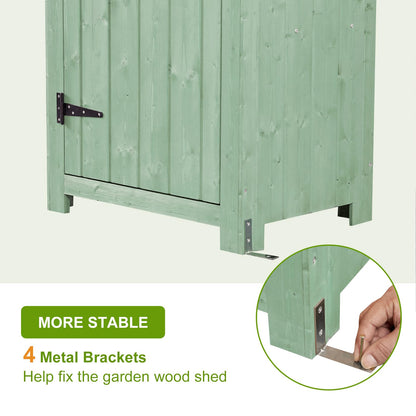 GAOMON Outdoor Wooden Storage Shed, Garden Wood Tool Cabinet, Solid Sheds & Outdoor Storage Clearance, Waterproof Sheds with Shelf and Locking Latch for Backyard, Hallway, Patio (Green) - WoodArtSupply