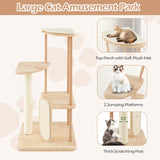 PETSITE 44 Inches Cat Tree, Multi-Level Modern Cat Tower with Sisal Scratching Post and Board, Padded Top Perch, and Hanging Balls, Minimal Wooden Cat Tree Tower for Indoor Cats Large Adult PETSITE