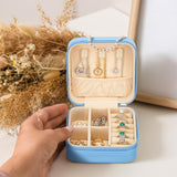 Hinly 2 Pcs Portable Diamond Painting Jewelry Storage Box Mandala Diamond Art Accessories Blue PU Leather Jewelry Ring Organizer Case Travel Jewelry Organizer Hinly
