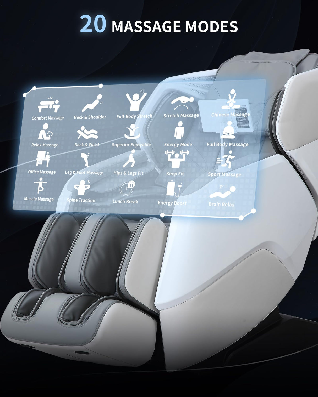 MeitFith 4D+2D Dual Mechanism Massage Chair Full Body, Zero Gravity Shiatsu SL Track Massage Chair with Heat, Calf Rollers, Bluetooth Speakers, AI Voice Control & Smart Body Scan, Grey MeitFith