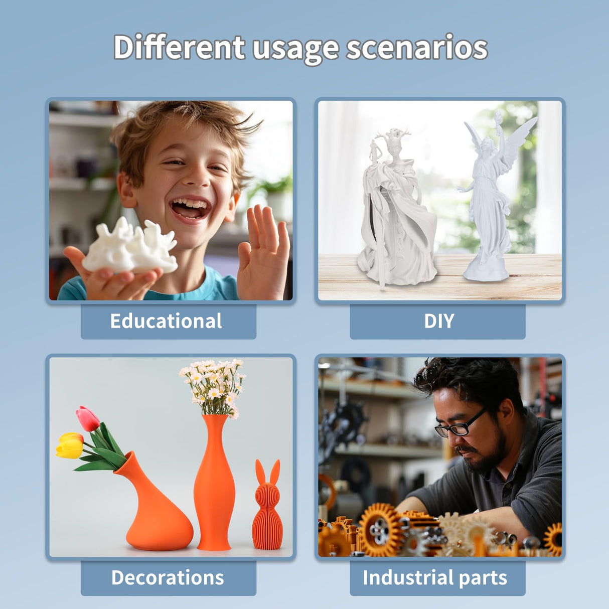 3D Printing Filament High-Speed PLA Filament 1.75mm 300mm/s 1kg Cardboard Spool Dimensional Accuracy +/- 0.03 mm Fit Most 3D FDM Printer-Cold White 3DHoJor