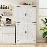 Pantry Cabinet,68'' Kitchen Pantry Storage Cabinet with 4 Doors and Adjustable Shelves, Farmhouse Tall Food Large Wood Pantry Storage Furniture for Kitchen Dining Room,White Jocoevol