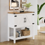 Mufico Farmhouse Console Table with Storage Cabinets – Versatile Entryway and Coffee Bar Table in White Mufico