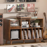 LELELINKY Large Record Player Stand, 48‘’Turntable Stand with Storage, Vinyl Record Holder with Display Area, Record Player Table Holds Up to 450 Albums, Record Stand for Music Room Living Room LELELINKY