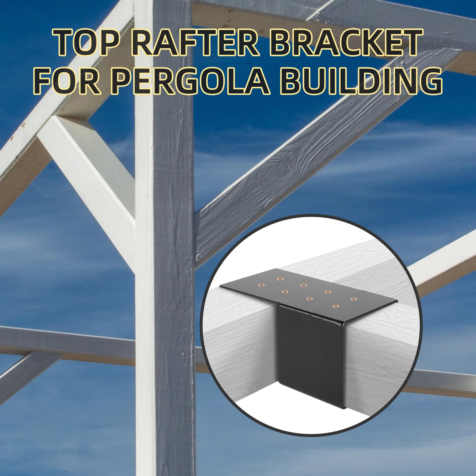 Pehciroe 2Pcs Pergola Brackets Post Top Rafter Brackets Deck Railing Brackets Connectors Pergola Wall Mount Bracket Kit for 4“x4” Wood Posts with Screws - WoodArtSupply