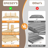 EPICOZY Wooden Garden Bridge Classic Wooden Arch Footbridge with Safety Railings, 530 lbs Capacity, Decorative Pond Bridge Landscaping for Outdoor Garden Yard Backyard Creek Farm, Natural EPICOZY