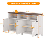 knoworld Buffet Sideboard with Storage Farmhouse with 4 Doors, 55'' Large Kitchen Storage Cabinet Wood Coffee Bar Cabinet Buffet Table with Shelves for Kitchen, Dining Room, Entryway knoworld
